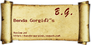Benda Gorgiás névjegykártya